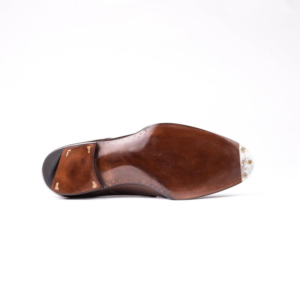 Two eyelet Derby in dark brown Russian calf leather