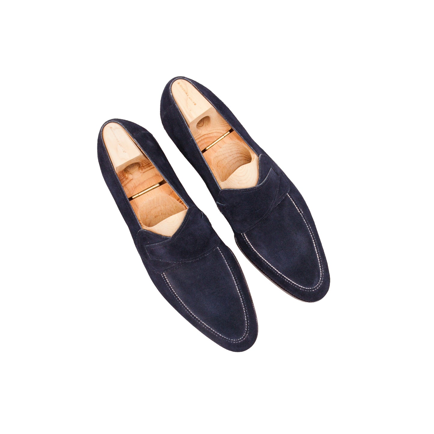 Butterfly loafer with short apron in blue suede