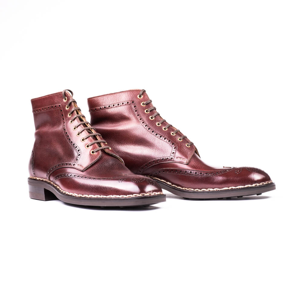 High cut wing tip Derby Boot , brouged