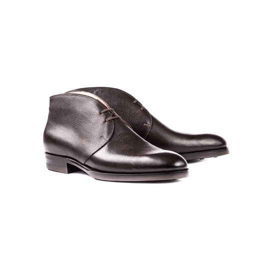 Chukka Boots, dark brown, soft grained leather, with dainite sole