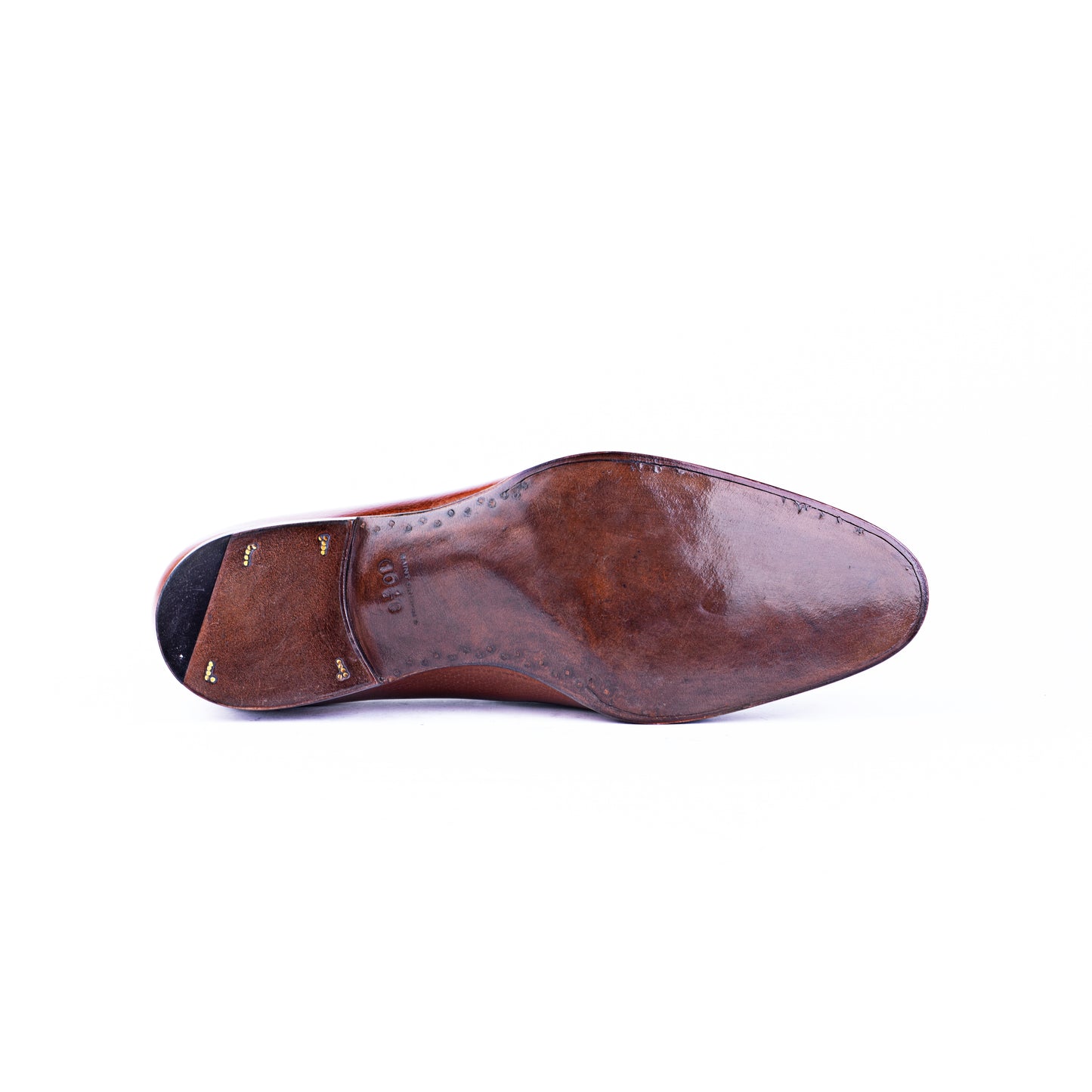 Loafer with hand sewn apron in Cognac Inca calf leather - 8.5 F