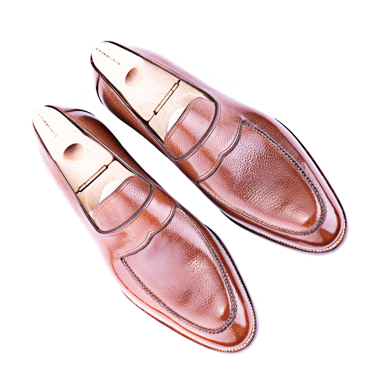 Loafer with hand sewn apron in Cognac Inca calf leather - 8.5 F