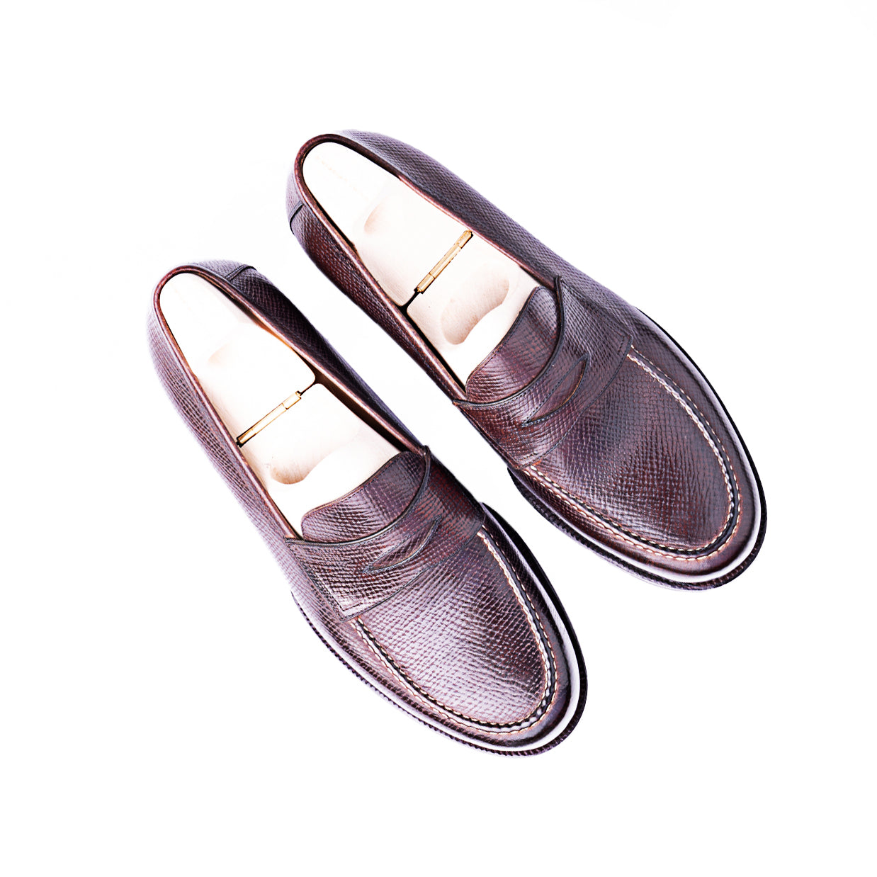American Penny Loafer with hand stitched apron on Dock last