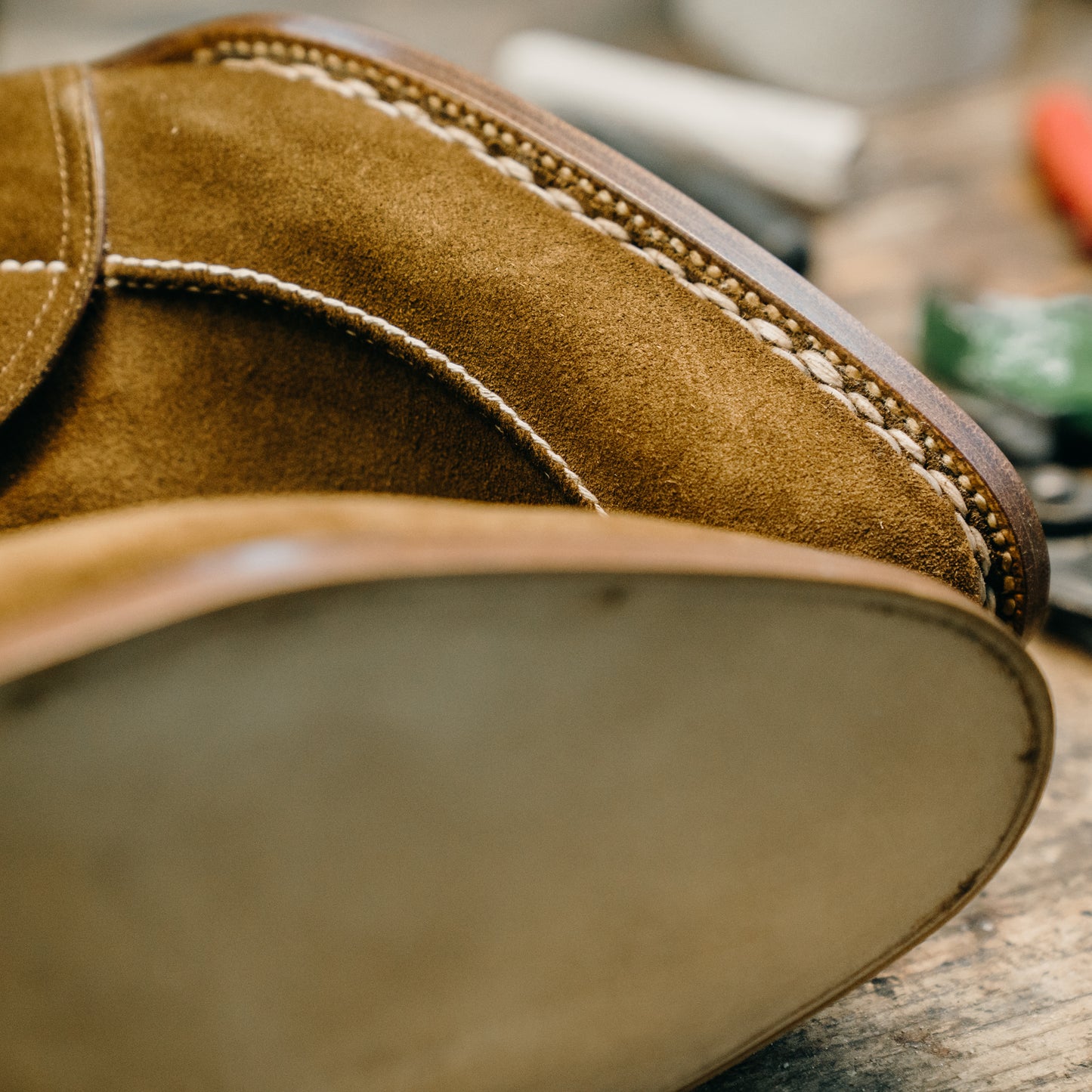 Chukka boots with handstitched Norwegian apron