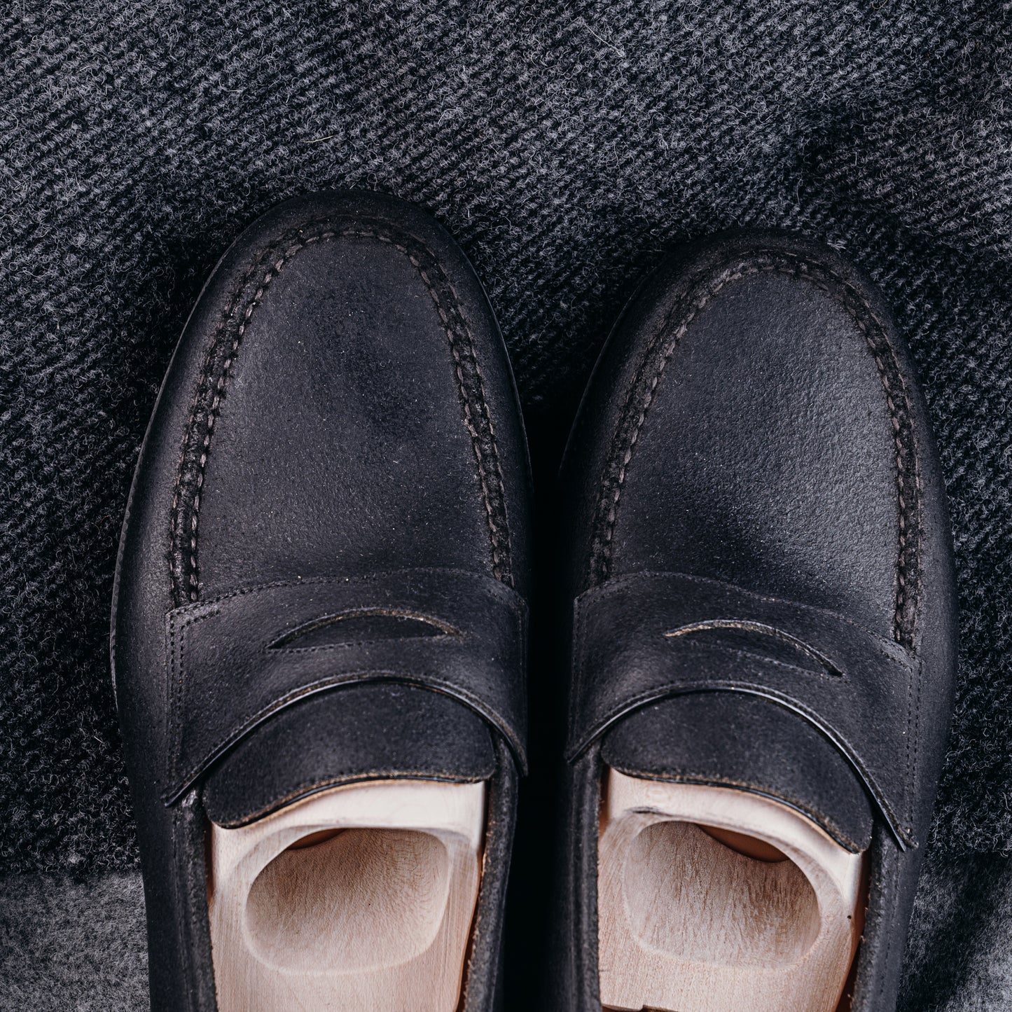 American Penny Loafer with hand stitched apron on Dock last