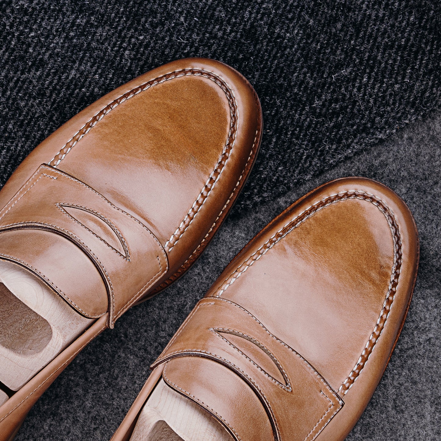 American Penny Loafer with hand stitched apron on Dock last