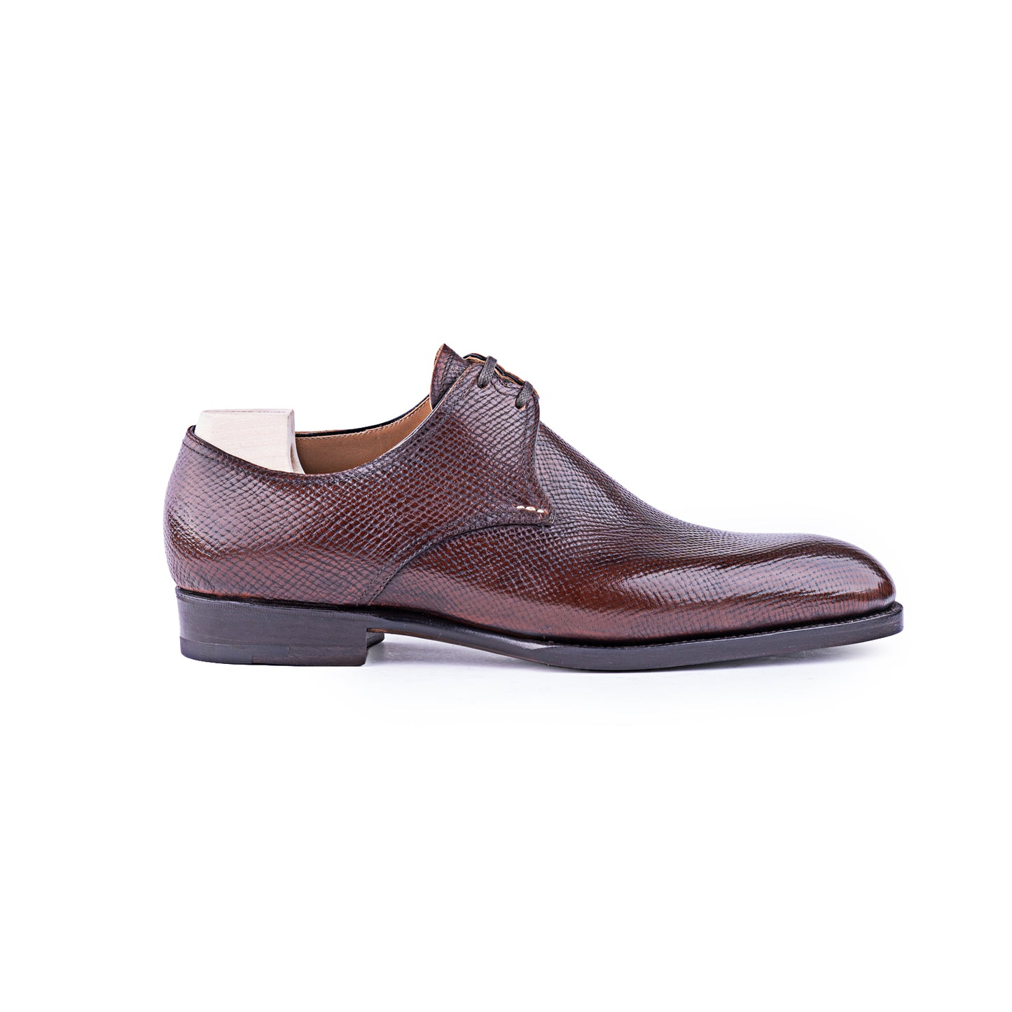 Two eyelet Derby in dark brown Russian calf leather