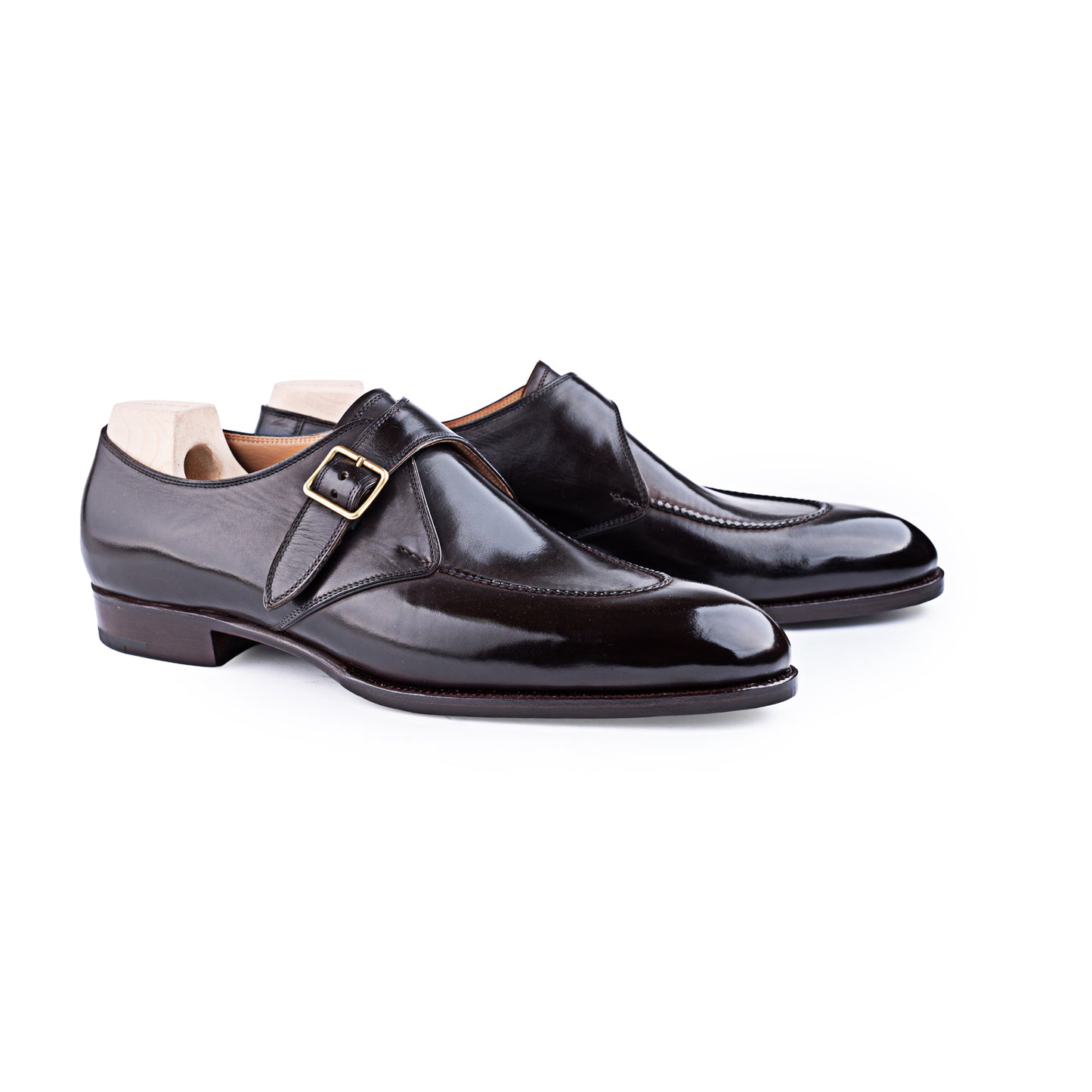 Single buckle Monk with hand stitched apron, no split toe