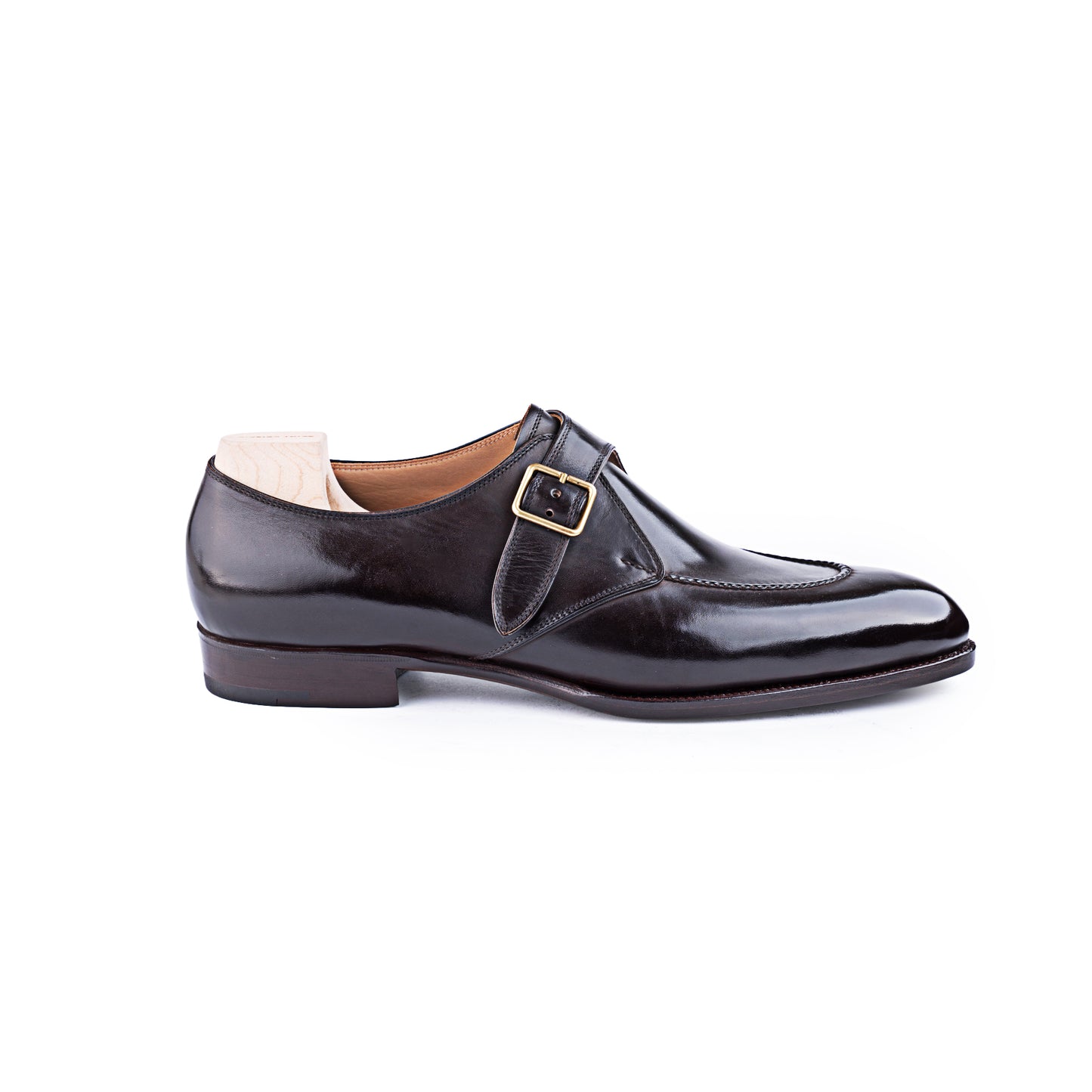 Single buckle Monk with hand stitched apron, no split toe