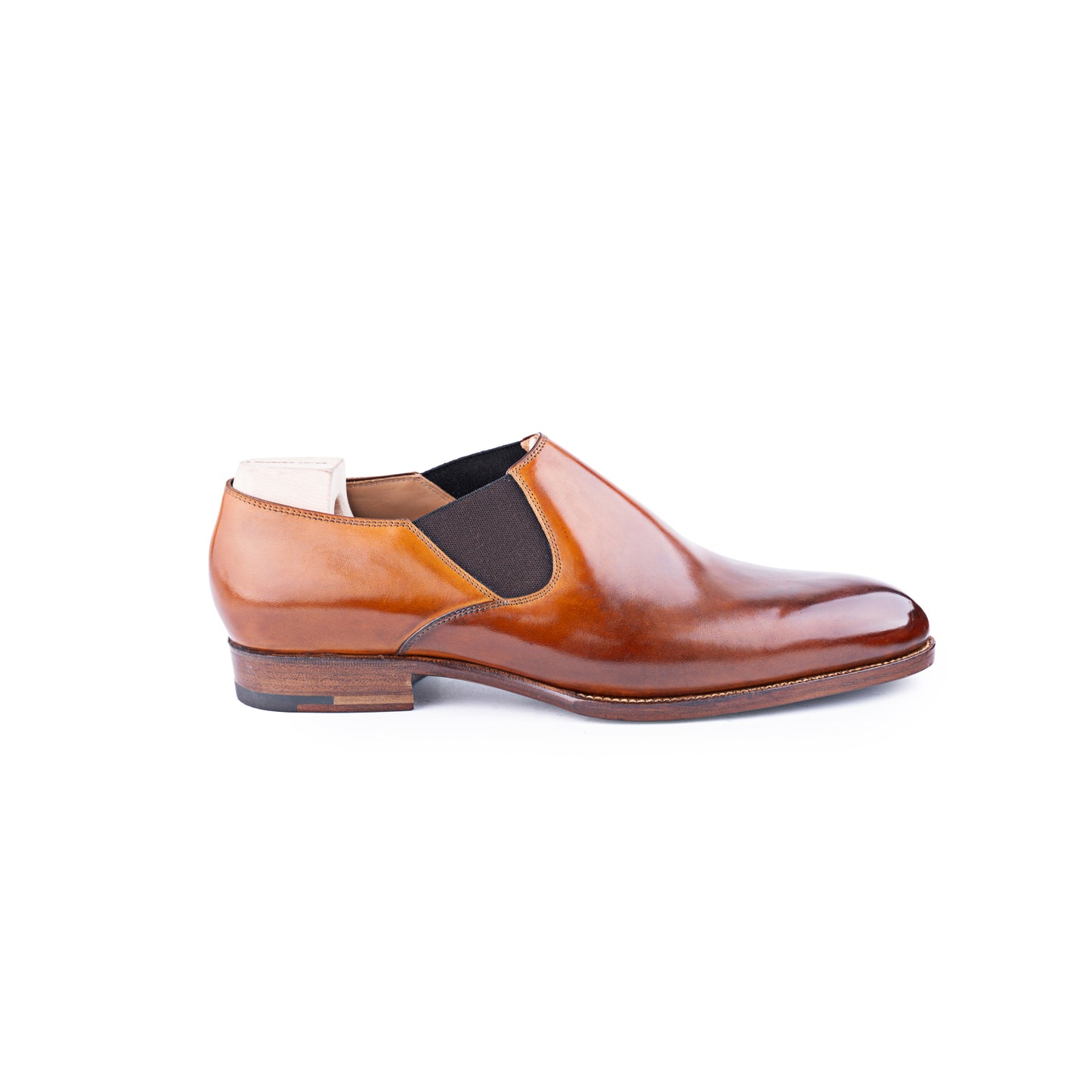 Elastic sided plain loafer
