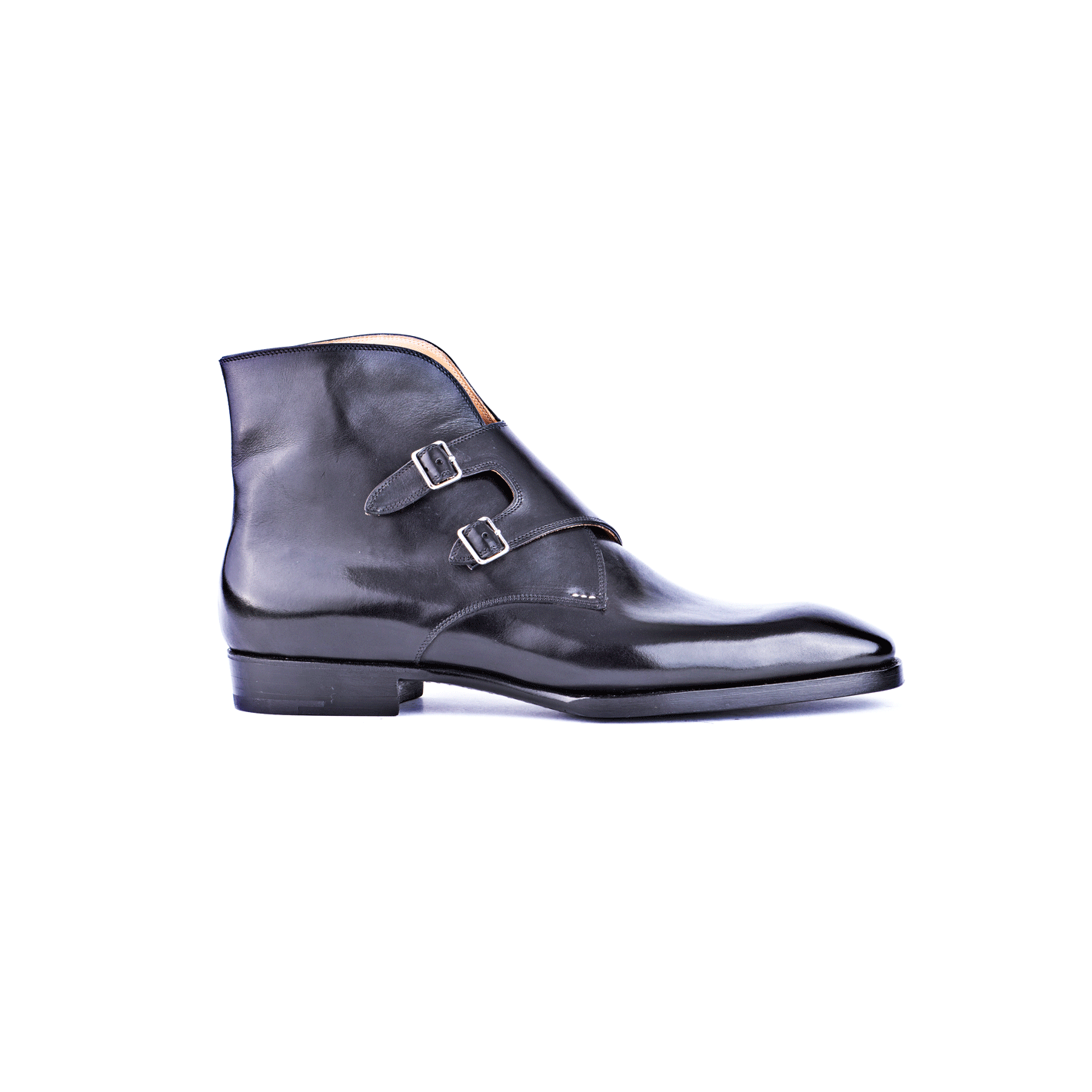 Double buckle high cut boot monk