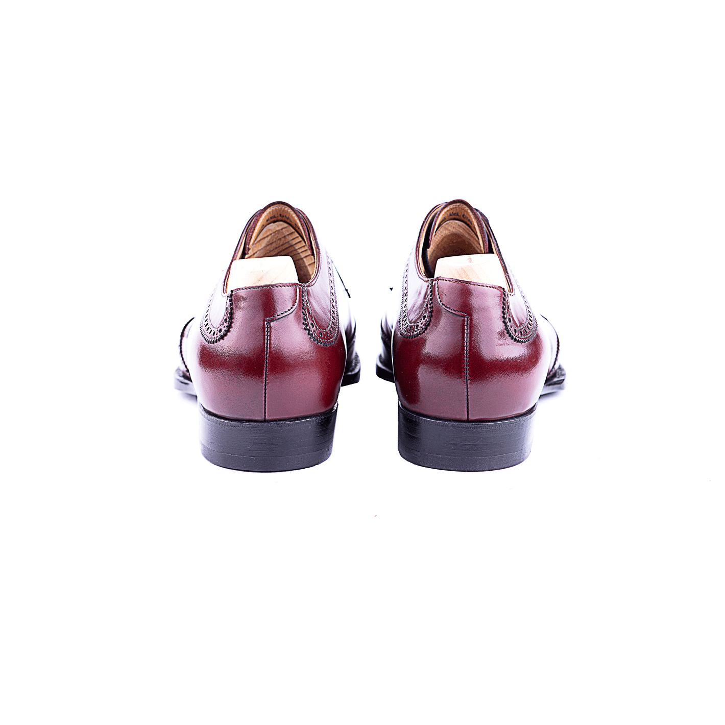 Long wing swan neck Derby with 3 eyelets in burgundy calf
