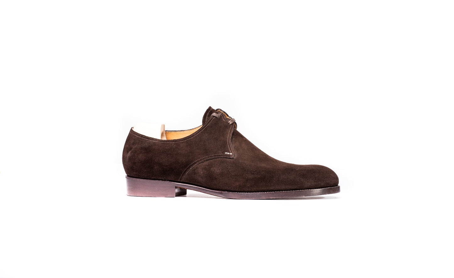 Two eyelets Derby with plain tip in dark brown Hunting suede - 7G