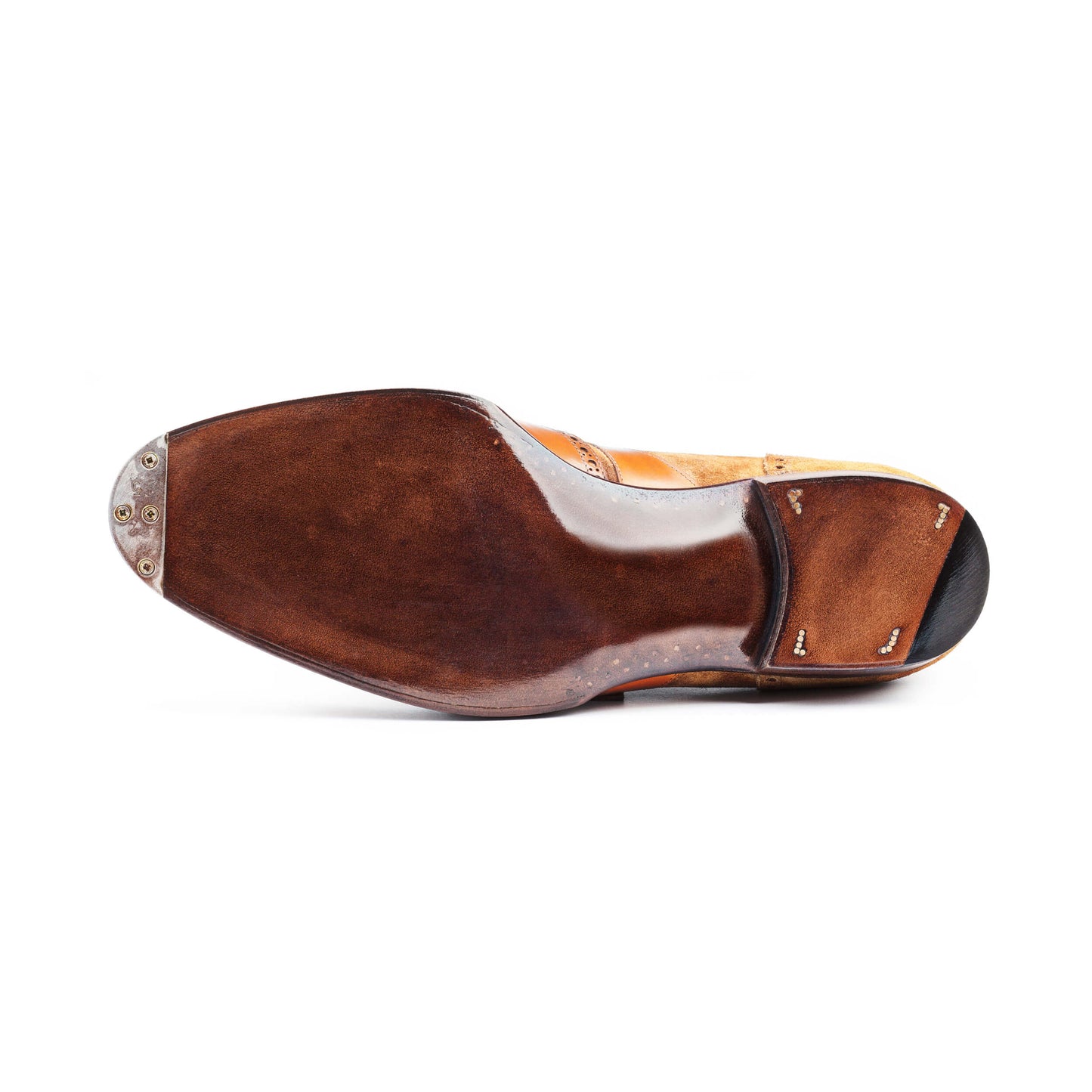 Dress loafer with fringy strap and buckle, metal tips included