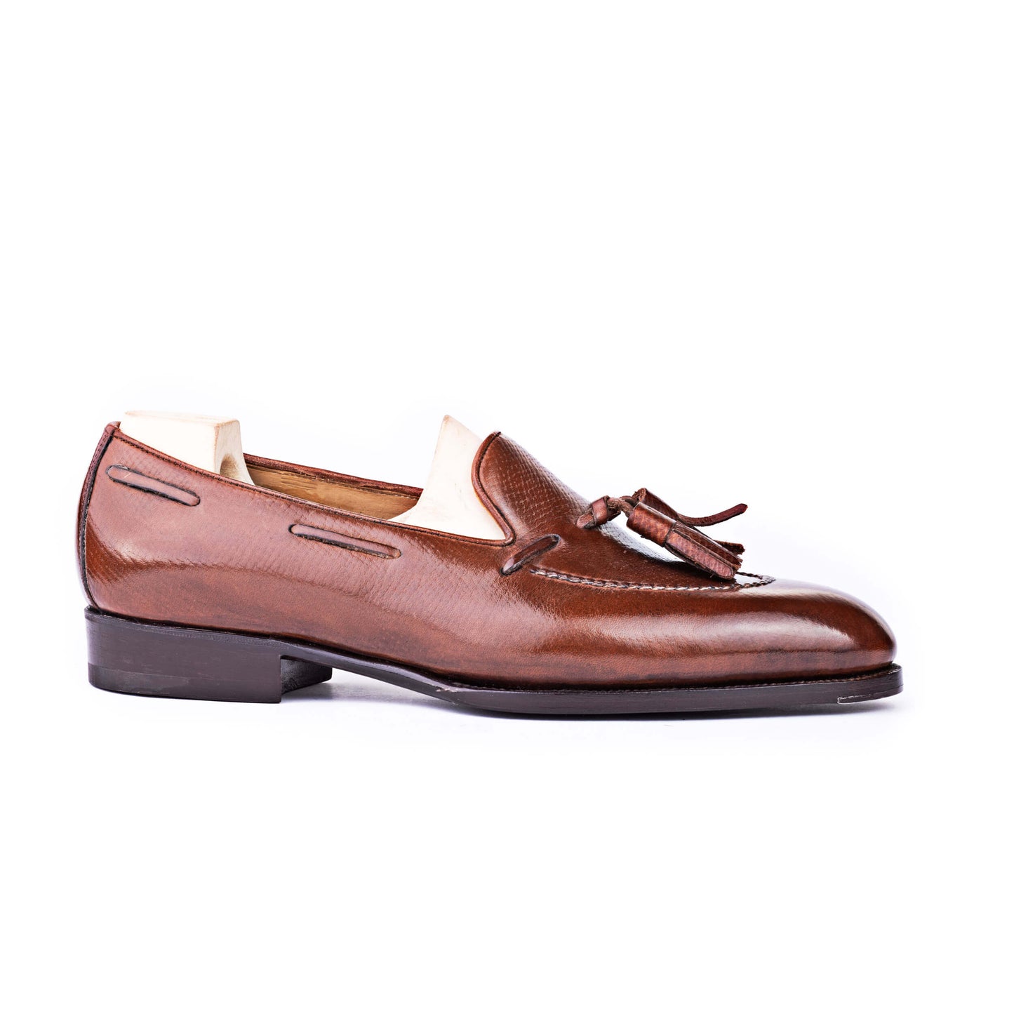 Russian Calf Tassel Loafer with hand stitched Apron