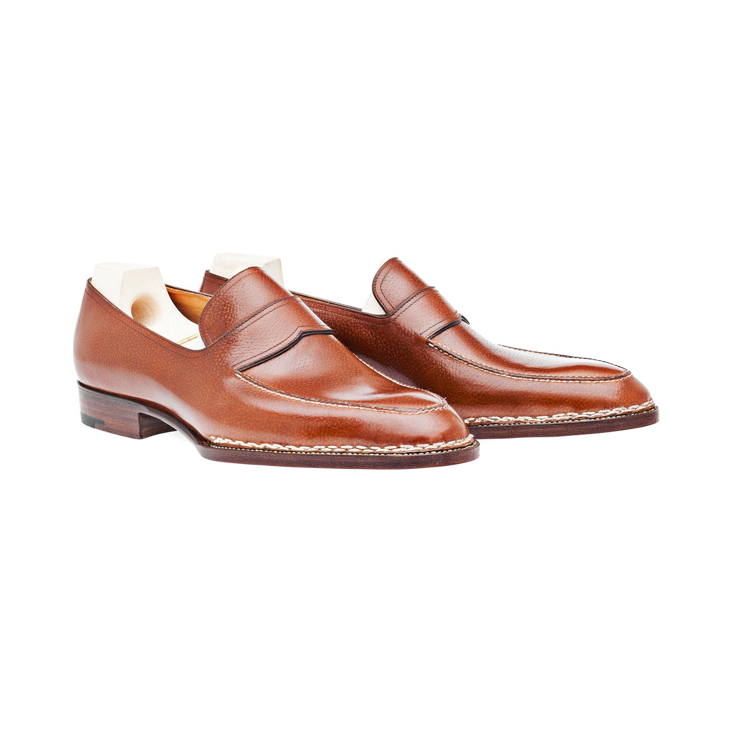 Norwegian Loafer with hand sewn apron in Cognac Inca calf leather