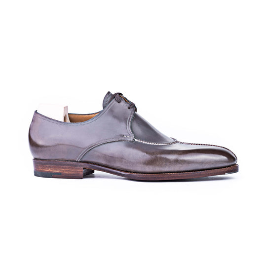 Two eyelet French Norwegian Derby in grey Crust calf leather