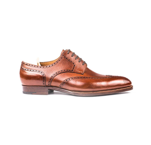 Full Brogue Derby in mid brown Tabaccho Russian calf leather