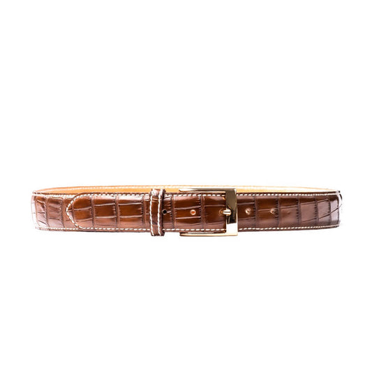 Light-brown Crocodile Belt, with hand stitched edge