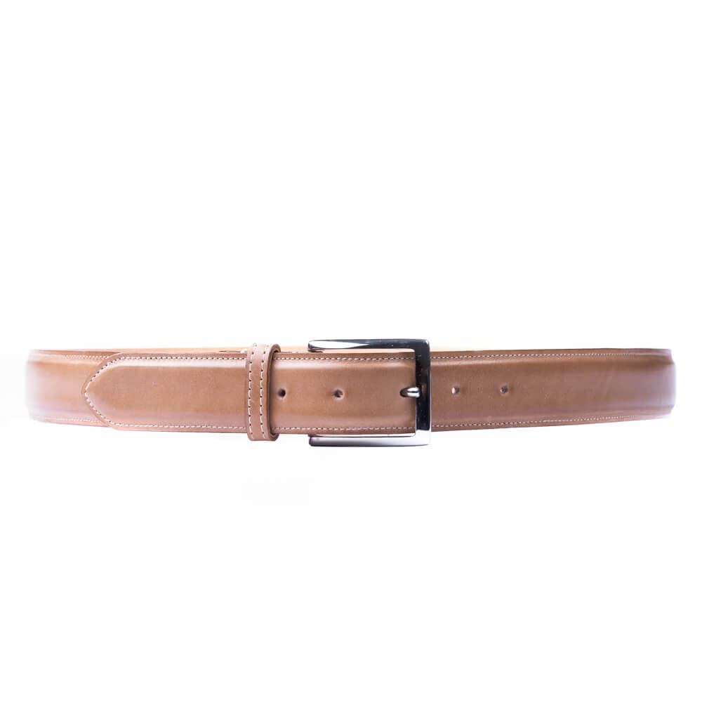 Natural Crust Calf leather Belt, with machine stitched edge