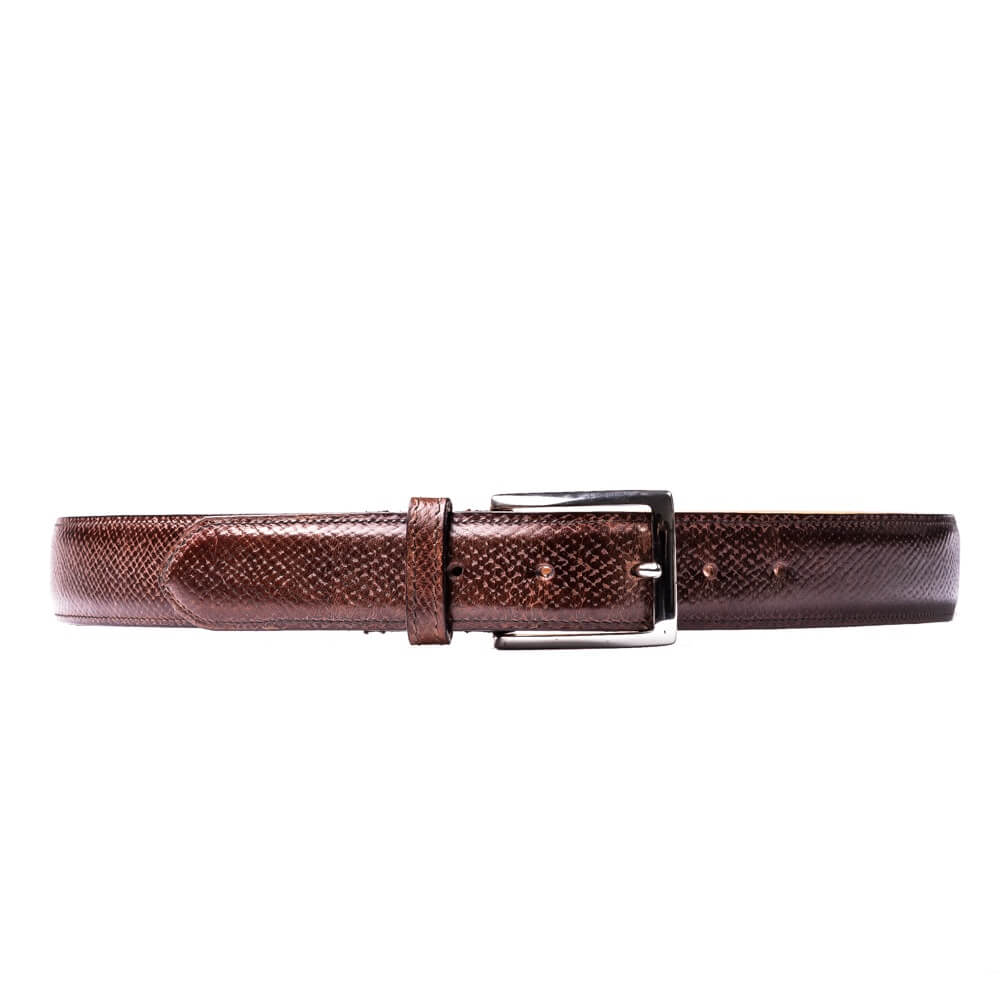 Mid-brown Russian leather Belt, with machine stitched edge